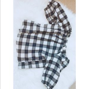 Gingham too navy blue